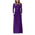 thumbnail image 2 of Mengpipi Women's Maxi Dresses Long Sleeve Casual Long Dresses Loose Plain with Pockets, Purple-M(US 8-10), 2 of 4