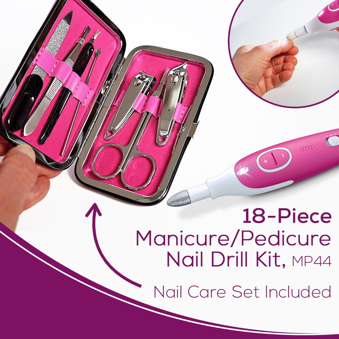 Beurer MP44 Manicure & Pedicure Nail Drill Set | electric nail set | incl travel case and manual mani/pedi set | 2-in-1 Manicure Set | for fingernails and toenails | at home or on the go