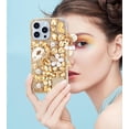 thumbnail image 2 of for iPhone 14 Plus Bling Case,3D Cute Diamond Glitter Sparkle Crystal Rhinestone Women Girls Pumpkin Car Love Pendant Clear Bumper Protective Cover for iPhone 14 Plus 6.7 inch,Gold, 2 of 9