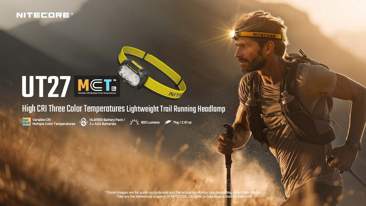 Nitecore UT27 MCT 800 lumen 3 Color Temperatures Running Headlamp + Nitecore Sticker