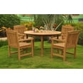 thumbnail image 5 of Teak Dining Set: 4 Seater 5 Pc: 52" Round Table And 4 Devon Captain/Arm Chairs Outdoor Patio Grade-A Teak Wood WholesaleTeak #WMDSDVg, 5 of 6