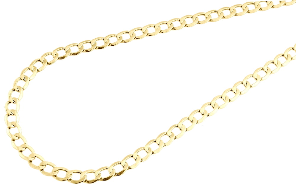 Mens or Ladies 10K Yellow Gold Flat Curb Cuban Chain 3.90mm Necklace 28 Inch