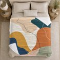 thumbnail image 5 of Abstract Navy Ochre and Clay Waves, Warm Modern Style for Art Lovers, Flowing Shape Color Pattern and Housewarming Gift, Soft Flannel Blanket for Bedroom and Living Room, Home Decor, 5 of 9