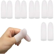 10 Pieces Gel Finger Protector Finger Cots Silicone Finger Cover Cap Gel Finger Sleeves Finger Support for Finger Cracking, Finger Trigger (Apricot)