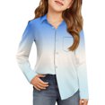 thumbnail image 2 of Dwellite Girls Button Down Shirts for Kids Long Sleeve Dress Shirts Fall School Uniform Tops 4-10 Years Sky Blue 160, 2 of 4