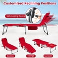 thumbnail image 4 of Gymax Tanning Chair w/ Face Arm Holes 4-Level Backrest & Head Pillow Side Pocket Red, 4 of 7