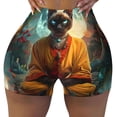 thumbnail image 2 of Rateoe Moonlit Hairless Cat Monk Printed Power Workout Shorts for Women Tummy Control Squat Proof Ribbed Thick Seamless Scrunch Active Short-XX-Large, 2 of 8