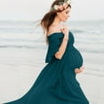 thumbnail image 4 of Miluxas Women's off Shoulder Maternity Dress for Photography Elegant Ruffle Sleeve Maxi Pregnancy Gown Dress for Baby Shower Green XL(XL), 4 of 6