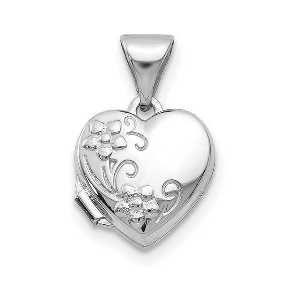 14k White Gold Heart-Shaped Floral Locket Pendant Necklace Fine Jewelry For Women Gifts For Her