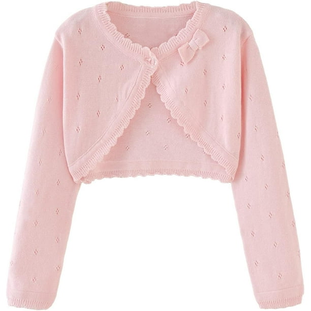 na Toddler Girls Cardigan Sweater Bolero Shrug Baby Kids Long Sleeve Cropped Dress Up Button Closure Jacket Tops Pink 4 5T Walmart
