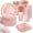 350PCS Pink, variant on 350PCS Black Gold Paper Plates Party Supplies Dinnerware Sets for 50 Guests, Disposable Paper Party Plates, Dessert Plates, Cups, Napkins, Plastic Spoons, Forks, Knives for Wedding