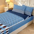thumbnail image 3 of Manfei Vintage Grid Zipper Queen Comforter Set with Fitted Sheet and 2 Pillowcases,Kawaii Polka Dot Zipper Bedding Set,Blue Brown,Navy Blue Reversible,4pcs, 3 of 8