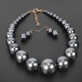 thumbnail image 4 of GHSDFBB Large Style Big Imitate Pearl Strand Choker Necklace With Earrings Set, 4 of 7