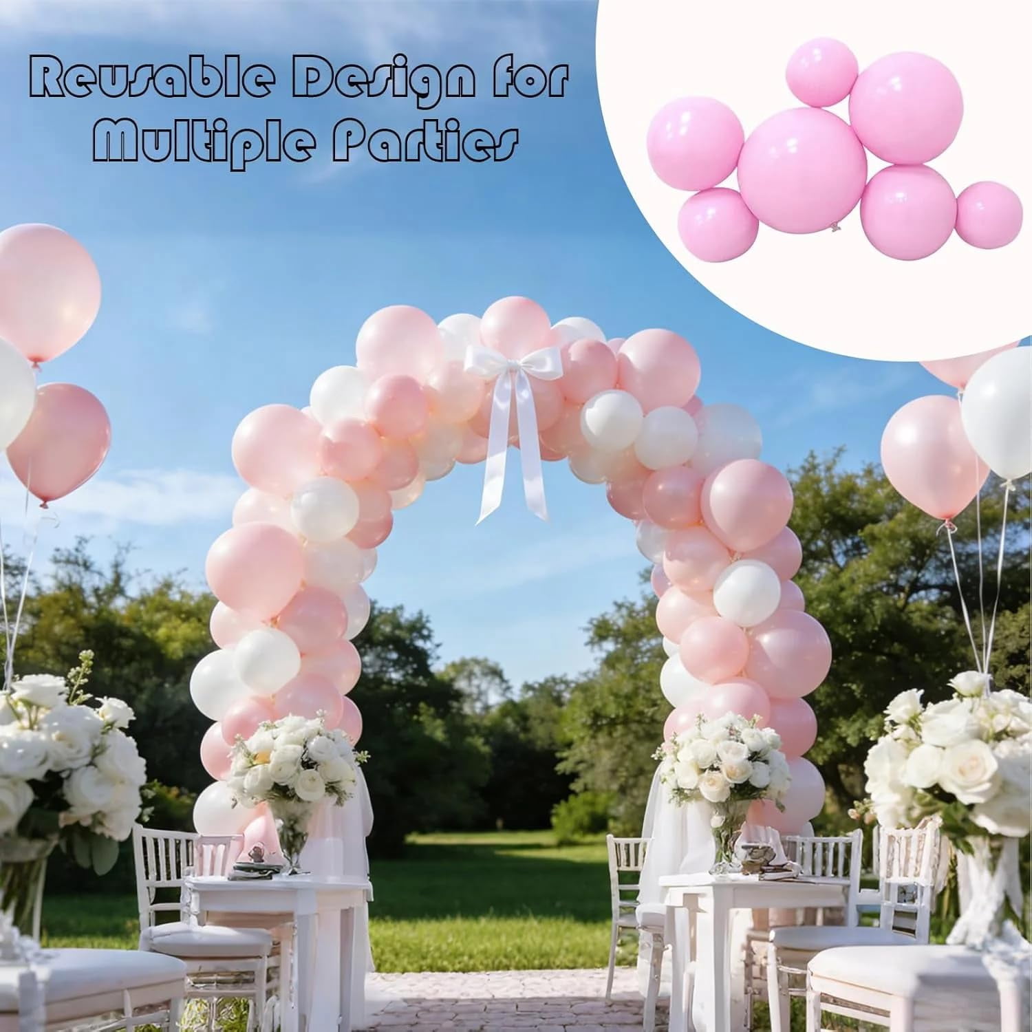 Reusable Inflatable Balloon Garland Arch Kit, Reusable PVC Balloon Garlands, 3/7 Pcs Linked Pvc Balloons with Elastic Bands, Party Decoration for Birthdays, Weddings & Celebration