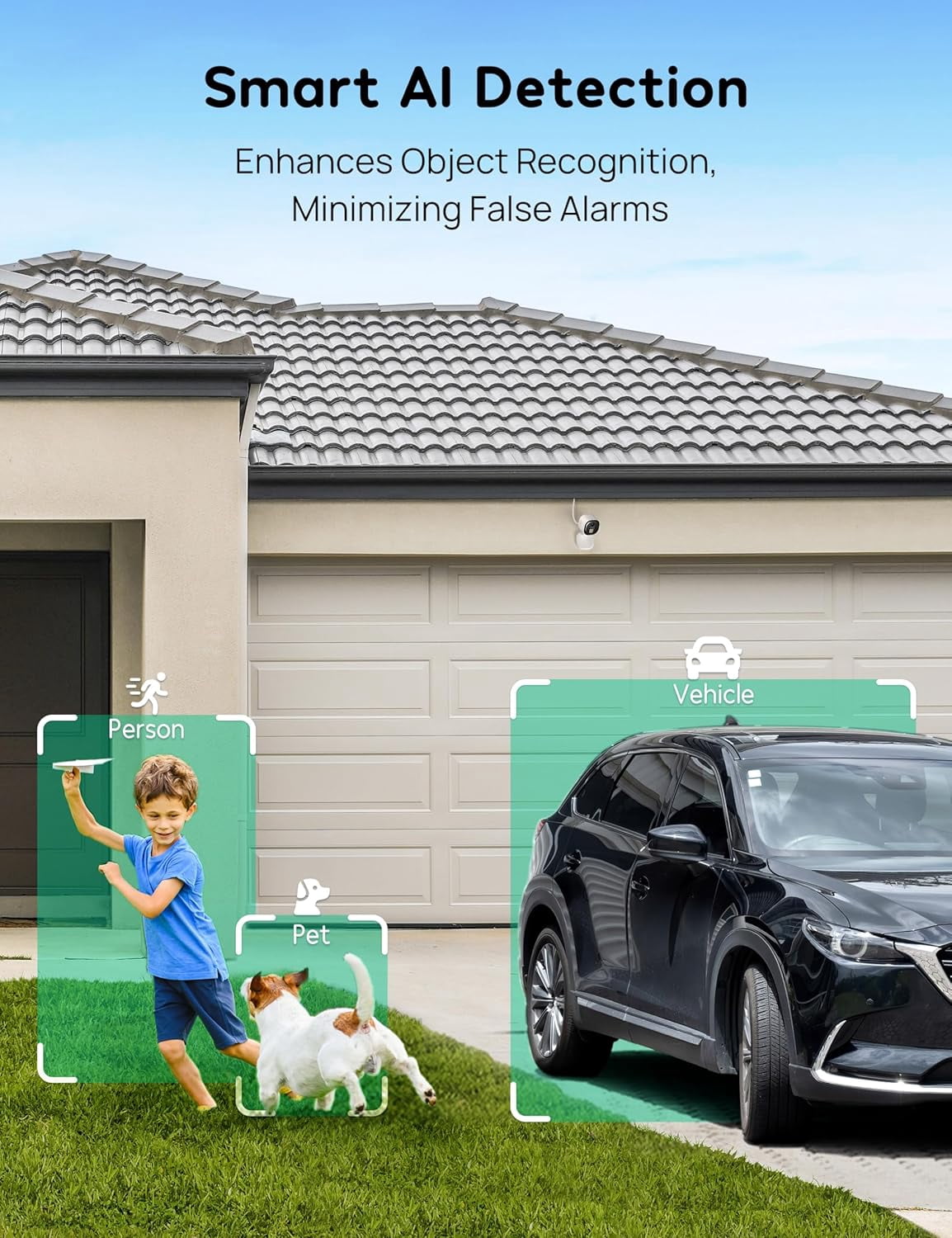 Security Cameras Outdoor, Wired 2K Wi-Fi Cameras for Home Security, 2.4G Indoor Camera, Human/Pet AI Detection, Color Night Vision, 2-Way Audio, Support Cloud/128G SD Card Storage