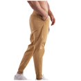 thumbnail image 3 of BXINGOHAI Mens Cotton Cargo Pants Casual Breathable Drawstring Work Pants Heavyweight Outdoor Hiking Running Pants With Pockets Elastic Waistband Workout Pants fall savings Khaki,L, 3 of 3