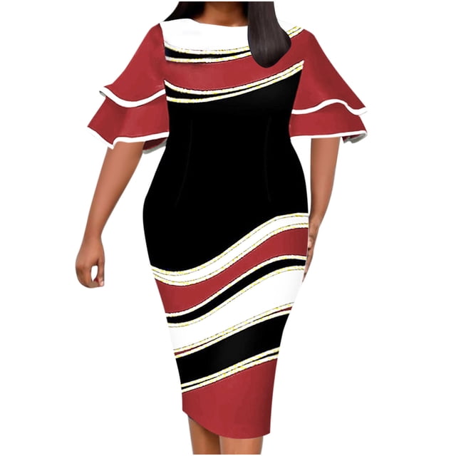 Fridja Robes Vintage Ligne A Décontractées Col Rond pour Femmes
