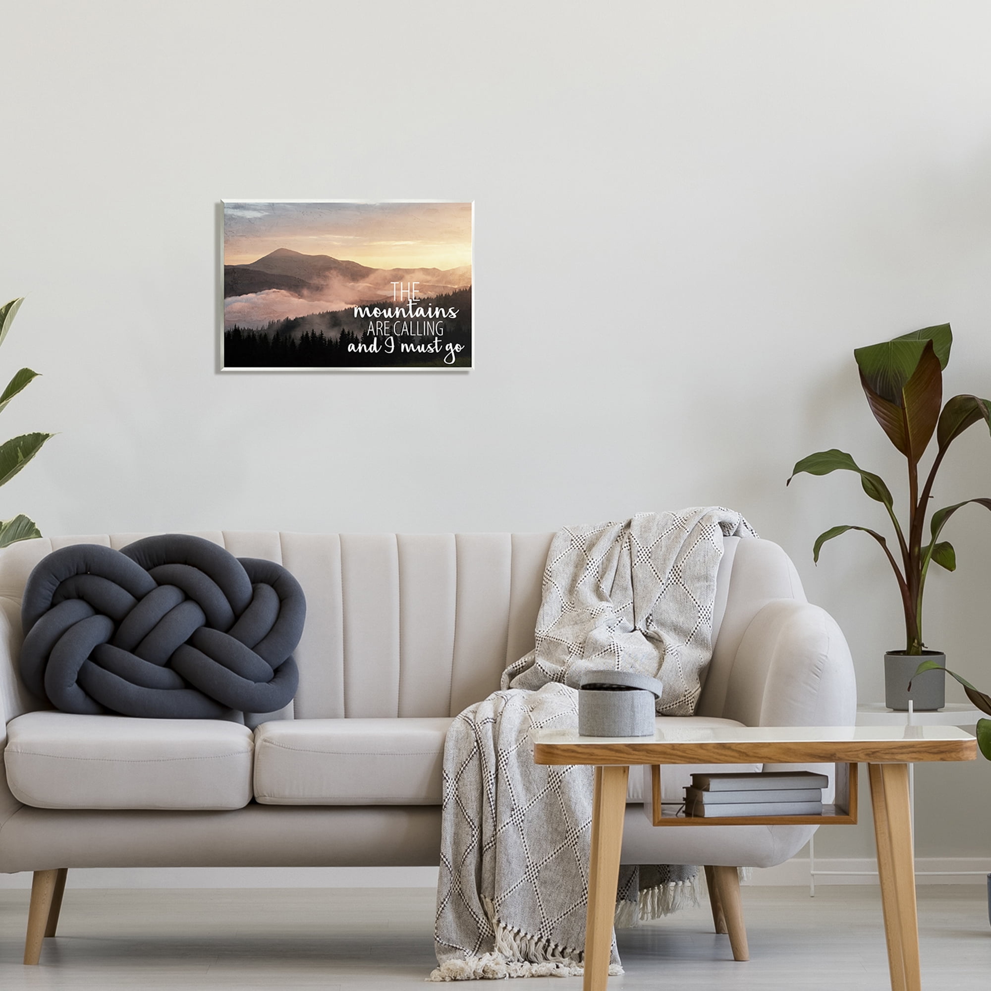 Stupell Industries Mountains Are Calling Landscape Landscape Painting Unframed Art Print Wall Art, 19 x 13