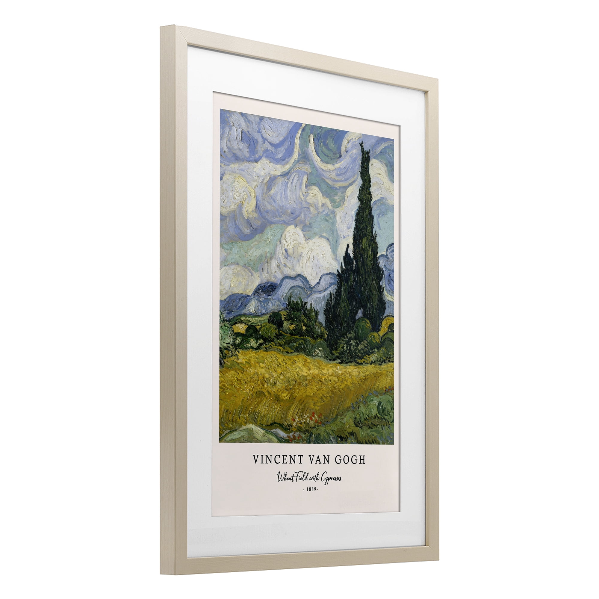 Stupell Industries Classic Wheat Fields with Cypresses Birch Framed Print Under Glass, design by Vintage Hustle