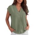 thumbnail image 4 of ANRABESS Women Tops Cap Sleeve Dressy Casual V Neck Shirts 2026 Summer Business Work Blouses Outfits Trendy Spring Clothing Light Green XXL, 4 of 8