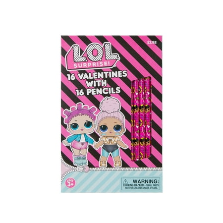 Way To Celebrate LOL Surprise Valentine's Day Cards, 16 Count, Pink & Blue Exchange Cards
