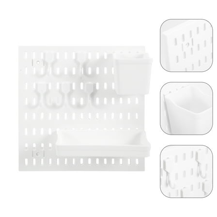 Masteelf White Plastic Pegboard Wall Shelf for Home Use Multi Functional Storage Solution Fits Any Room 1 Set