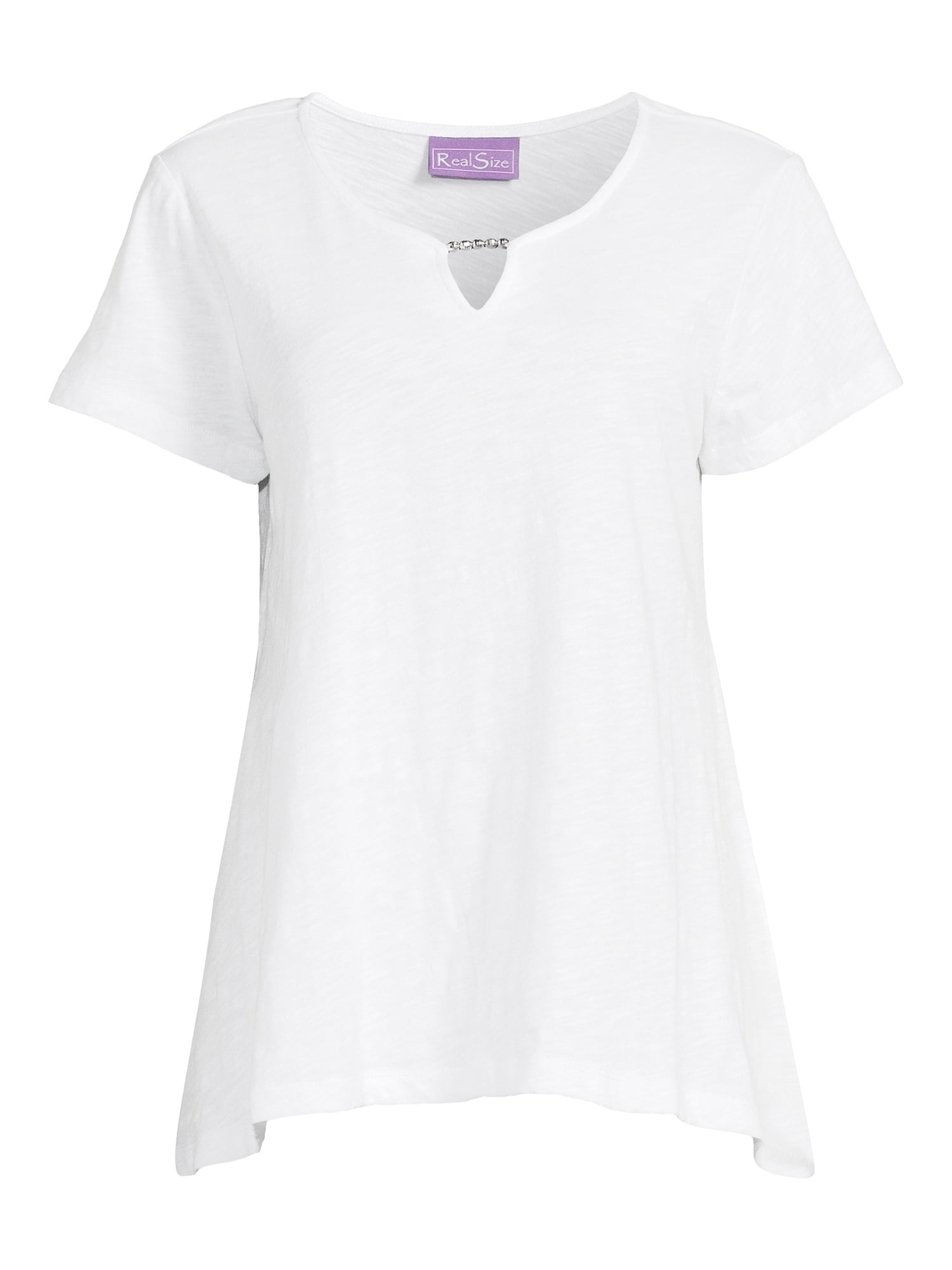 RealSize Women's Sharkbite Hem Tee with Short Sleeves, Sizes XS-XXXL