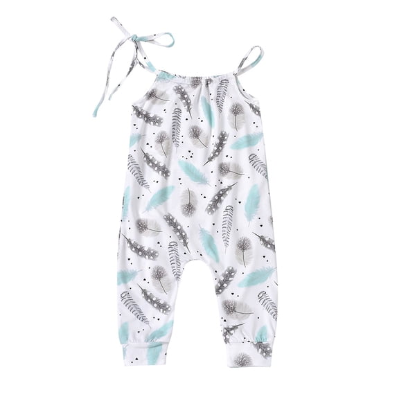 Odeerbi Baby Bodysuit Layette for Toddler Kids Girls Sleeveless Floral Print One Piece Strap Romper jumpsuit Pink