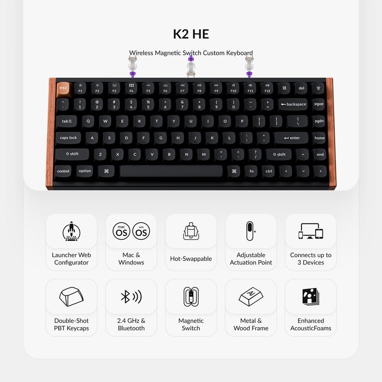 Keychron K2 HE Wireless Magnetic Keyboard & M3 Bluetooth 79g