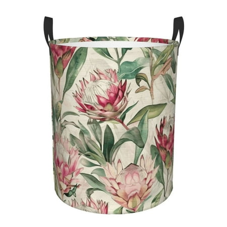 

Floral painting in watercolor Circular Gift - Dirty Clothes Storage Bucket Gift used for organizing laundry and bedroom storage