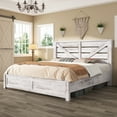 thumbnail image 6 of Merluxy King Size Farmhouse Bed Frame with Barn Door Headboard, Platform Bed Frame with Wood Slats, Under Bed Storage Space, Distressed White, 6 of 8