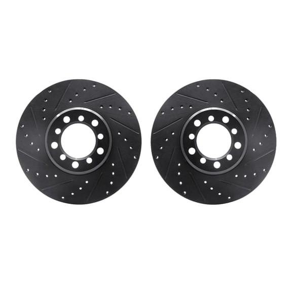 Dynamic Friction Company Front Brake Rotors-Drilled and Slotted-Black 8002-63016