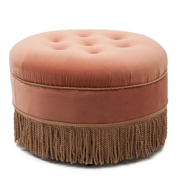 Kingfisher Lane Modern Tufted Decorative Round Ottoman Orange