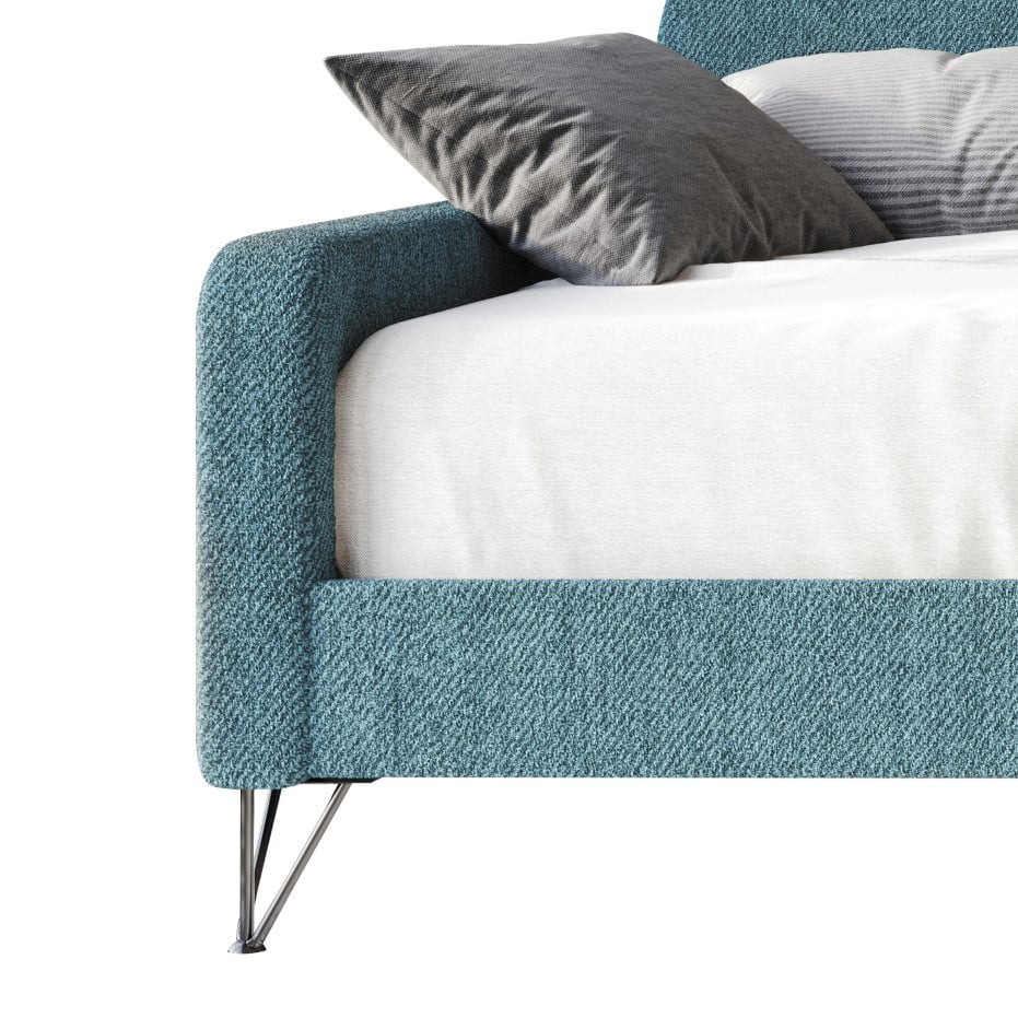 Home Design Natty Twin Daybed with Upholstered Frame, Elegant Backrest and Arms, Black Metal Legs, Stylish Seating and Sleeping Solution, Teal