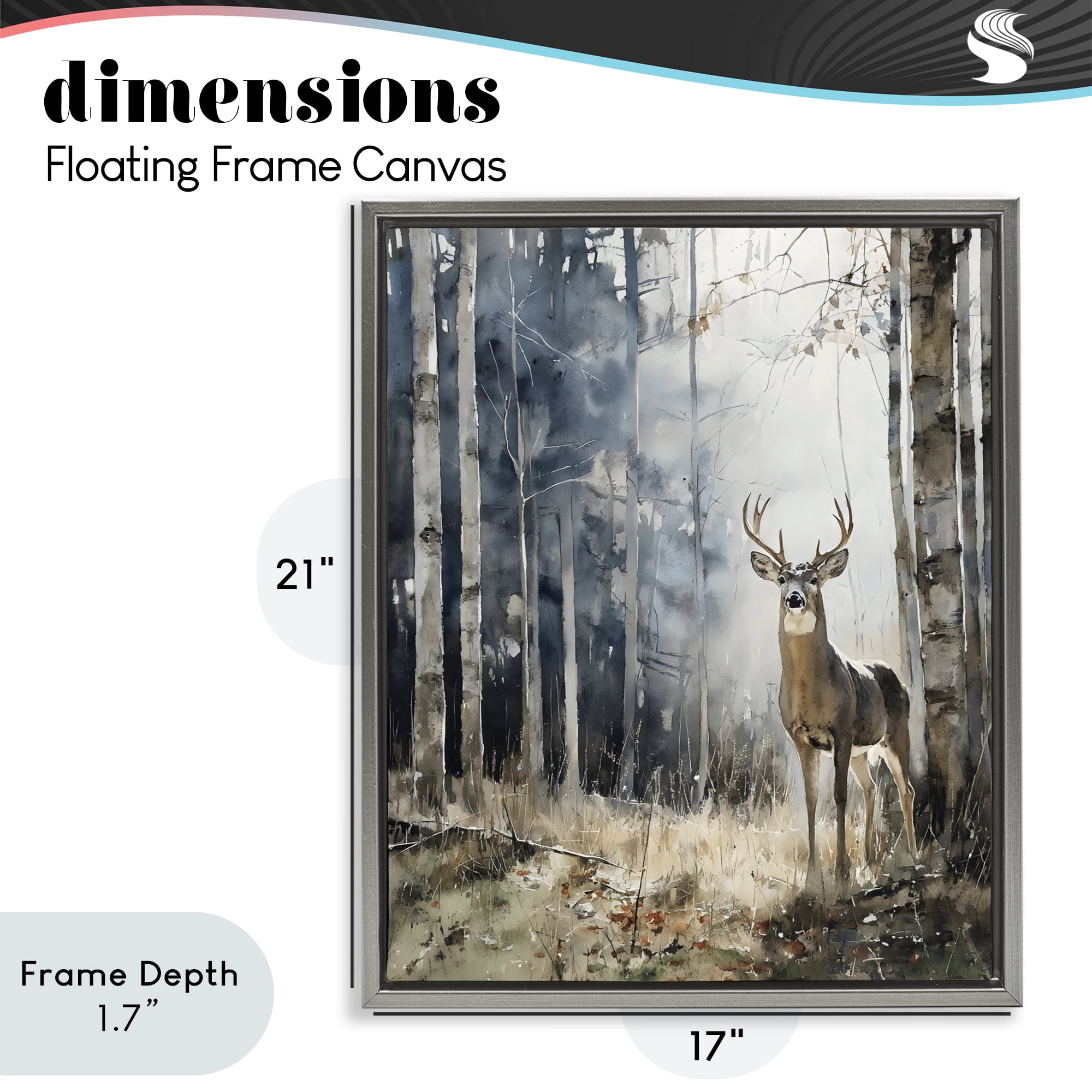 Stupell Industries Deer In The Woods Gray Framed Floater Canvas Wall Art, design by Franklyn Gregory
