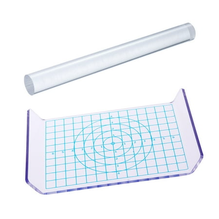 Rosarivae 2pcs Acrylic Clay Roller Acrylic Sheet Board with Grid Essential Modelling Clay Tools