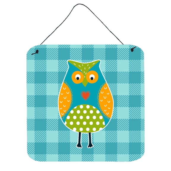 Owl on Blue Plaid Wall or Door Hanging Prints