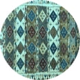 thumbnail image 1 of Ahgly Company Indoor Round Oriental Light Blue Modern Area Rugs, 7' Round, 1 of 4