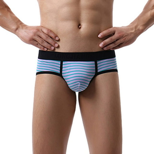 PEASKJP Men's Stretch Briefs U-Shape Support Briefs Underwear,Green S