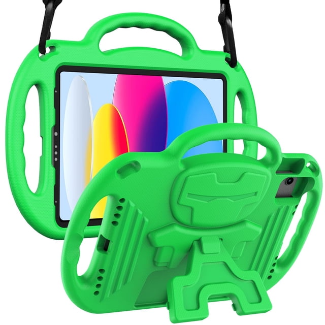 Funda LTROP Kids para iPad de 11.ª y 10.ª generación con correa, color verde