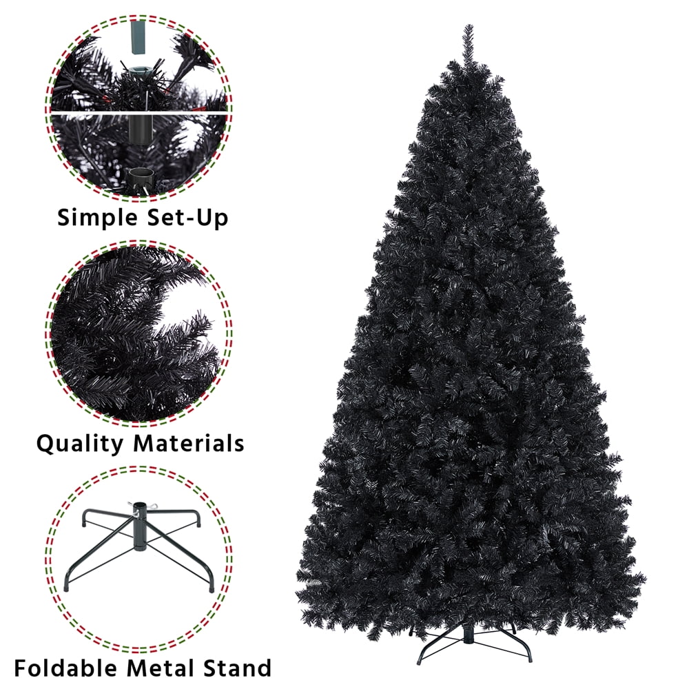 Alden Design Black Unlit Spruce Foldable Christmas Tree, 7.5'