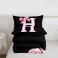 thumbnail image 5 of Erosebridal Pink Letter H Monogrammed Kids Full Size Comforter Sets,Cute Bowknot Bedding Sets For Bows Lover,Reversible Black 3pcs, 5 of 7