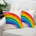 thumbnail image 2 of Rainbow Pillow Covers 18x18 Inch Set of 2 Watercolor Rainbow Home Decor Throw Pillow Case LGBT Gay Pride Cotton Linen Cushion Cover for Sofa Couch Bedroom, 2 of 6