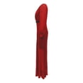 thumbnail image 4 of Jumpsuit Women Long Sleeve Sparkly Jumper V Neck Belted Wide Leg Pants Sets Evening Jumpsuit,Red Polyester Jumpsuit For Women L, 4 of 7