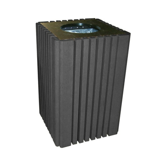 40 Gallon Charcoal Outdoor Trash Can Recepticle Made of 100% Recycled Eco-Friendly Plastic Wood for Parks, Schools, and All Commercial Purposes - Made in the USA