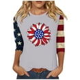 thumbnail image 1 of Camisetas de Manga Corta para las Mujeres Día de la Independencia Patriótica Impresa 3/4 Manga Cuello Redondo, Camiseta Casual para Diarios Y Festivales, 1 of 5
