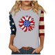 thumbnail image 1 of Camisetas de Manga Corta para las Mujeres Día de la Independencia Patriótica Impresa 3/4 Manga Cuello Redondo, Camiseta Casual para Diarios Y Festivales, 1 of 5