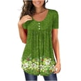 thumbnail image 1 of SMihono Hauts pour Femmes Été Chic Décontracté T-shirt Manches Courtes Col Rond T-shirt Imprimé Floral T-shirt Blouse Cadeau pour Femmes T-shirt Oversize pour Femmes 2023, 1 of 7