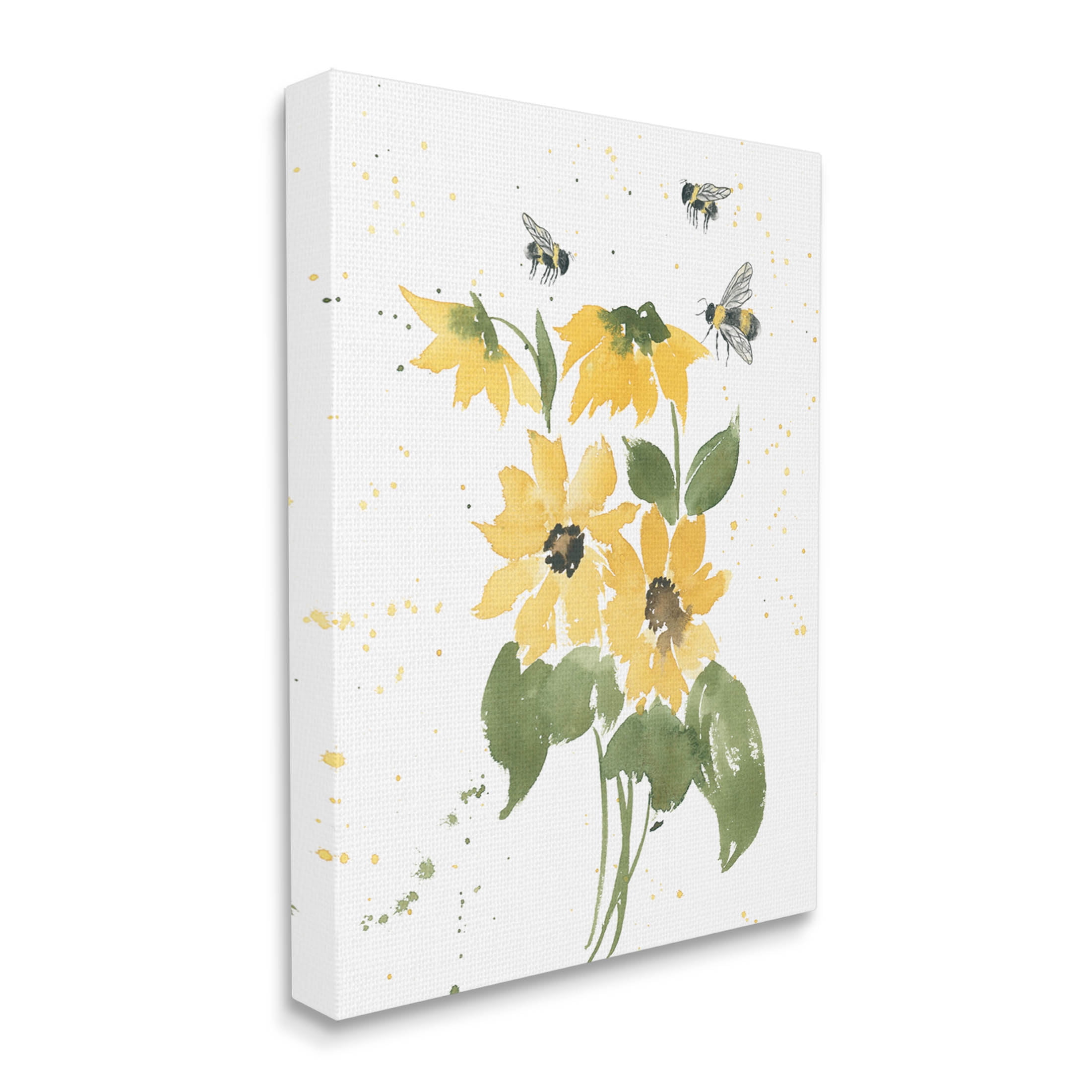 Stupell Industries Buzzing Bees Flower Blossom Graphic Art Gallery Wrapped Canvas Print Wall Art, Design by Lucille Price