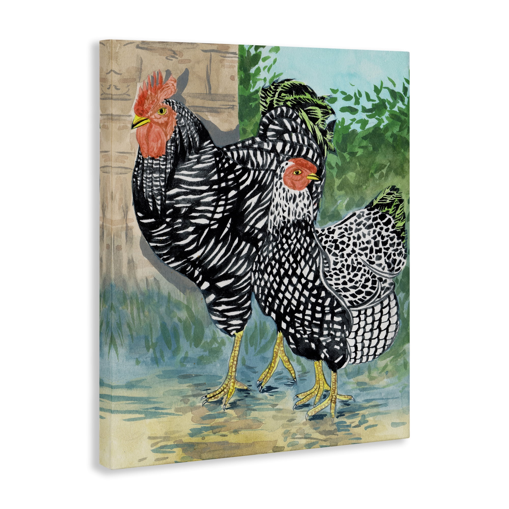 Stupell Industries Traditional Rooster Pair Animals Painting Wrapped Canvas Art Print Wall Art, 30 x 40